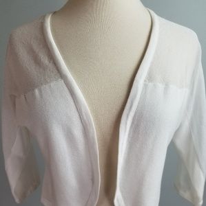 Thalia Sodi Mesh Panel Cardigan Sweater White